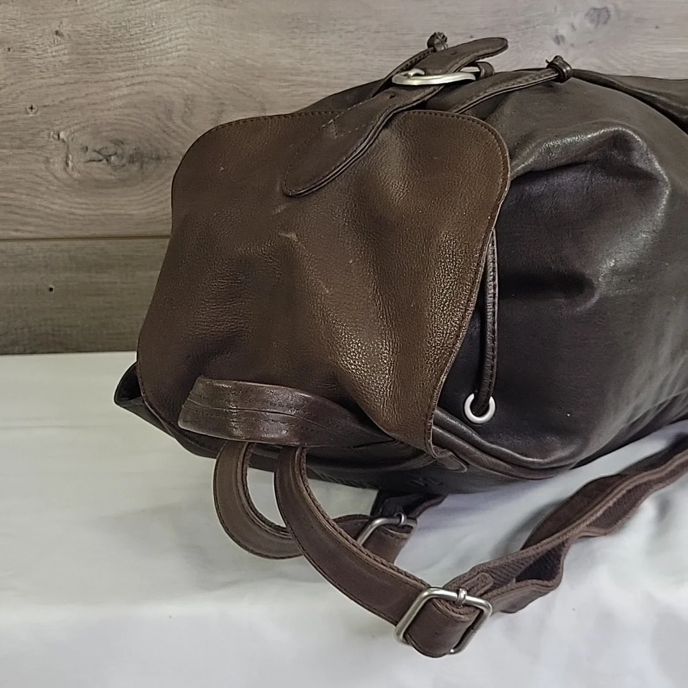 London Fog Brown Leather Men's Backpack